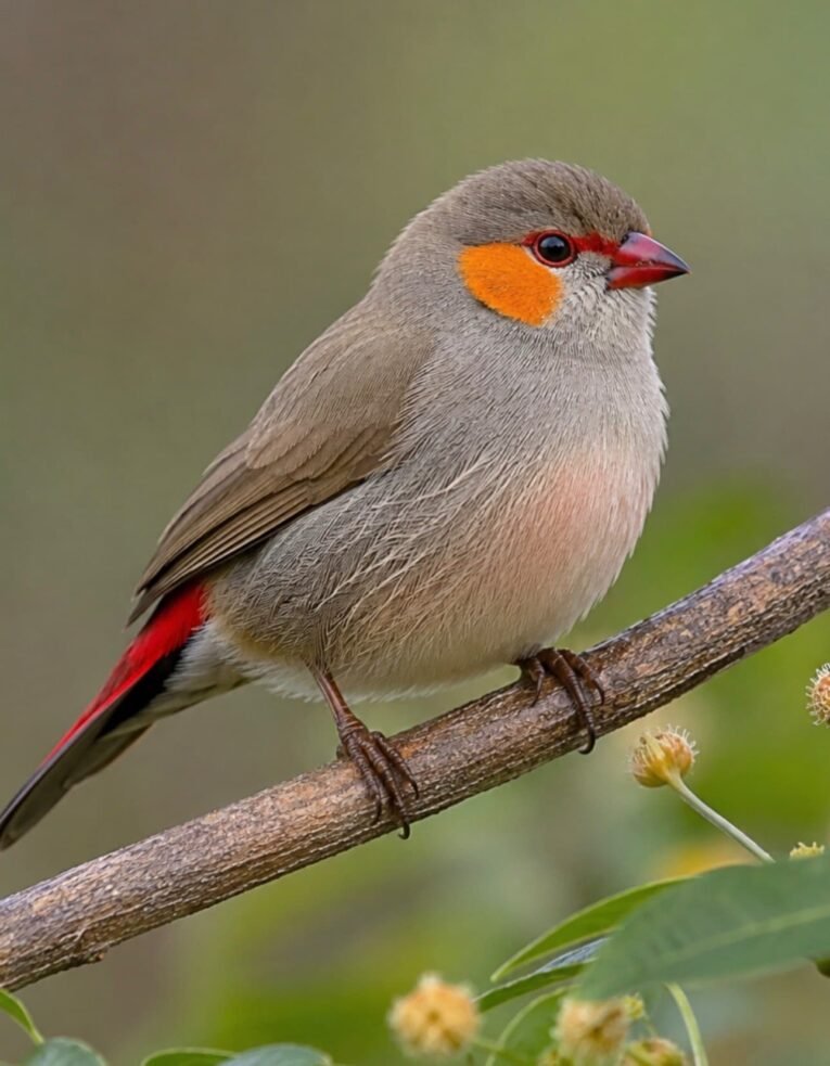 Orange Cheeked Waxbill for Sale with distinctive orange cheek markings and colorful plumage